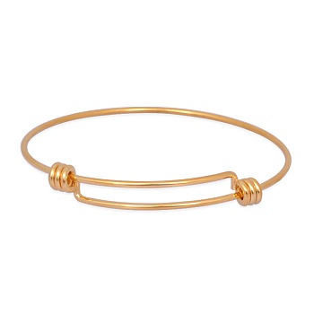 Expandable 316 Surgical Stainless Steel Bangle Making, Real 18K Gold Plated, 60mm, 1.5mm