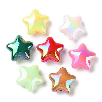 UV Plated Acrylic Beads, Iridescent, Star, Mixed Color, 20x21.5x10mm, Hole: 3mm