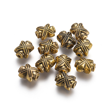 CCB Plastic Carved Beads, X Shape, Antique Golden, 16x12x9mm, Hole: 2mm