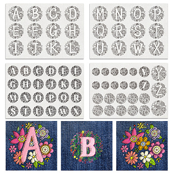 4 Sheets 11.6x8.2 Inch Stick and Stitch Embroidery Patterns, Non-woven Fabrics Water Soluble Embroidery Stabilizers, Letter, 297x210mmm