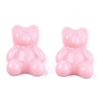 Opaque Resin Cabochons, Bear, Pink, 20x15x6~7mm