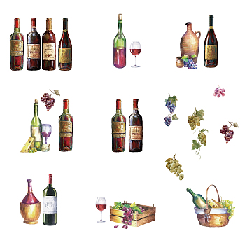 PVC Wall Stickers, for Wall Decoration, Wine, Drink Pattern, 350x980mm
