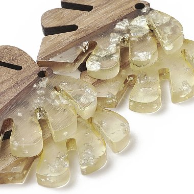 Transparent Resin & Walnut Wood Pendants(RESI-XCP0001-86)-4