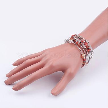 Five Loops Wrap Carnelian(Dyed) Beads Bracelets(BJEW-JB02589-02)-3