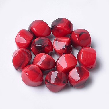 Red Nuggets Acrylic Beads