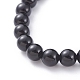 Unisex Round Natural Black Agate Beaded Stretch Bracelets(BJEW-JB04845-01)-4