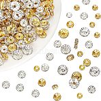 720Pcs 3 Style 2 Colors Iron Rhinestone Spacer Beads, for Jewelry Craft Making Findings, Straight Edge, Rondelle, Mixed Color, 120pcs/color, 2 colors/style(IFIN-NB0001-39)