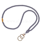 Silicone Beaded ID Card Neck Straps, Name Card Holders, with Plastic Breakaway Clasps & Alloy Split Key Rings, Light Grey, 450mm(NJEW-SW00025-08)