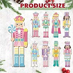 9Pcs Wood Nutcracker Pendant Decorations, with Hemp Rope, for Christmas Tree Hanging Ornaments, Mixed Color, 100~102x30.5~39.5x2.5mm(HJEW-F020-01)