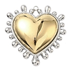 Two-tone 304 Stainless Steel Big Pendants, Heart Charm, PVD Vacuum Plating, Stainless Steel Color, Real 18K Gold Plated, 50x47.5x9mm, Hole: 2.5mm(X-STAS-G371-19G)