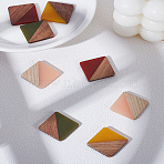 8Pcs 4 Colors Resin & Walnut Wood Cabochons, Square, Mixed Color, 20x20x3.5mm, 2pcs/color(RESI-LP0001-19)