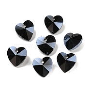 Romantic Valentines Ideas Glass Charms, Faceted Heart Pendants, Midnight Blue, 14x14x8mm, Hole: 1mm(G030V14mm-30)