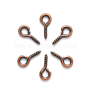 Iron Screw Eye Pin Peg Bails, For Half Drilled Beads, Red Copper, 8x4x1mm, Hole: 2mm(IFIN-E561Y-R)