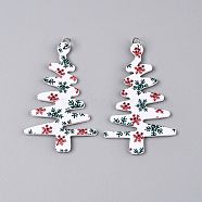 PU Leather Big Pendants, Christmas Theme, White, Christmas Tree, 63.5x39x2mm, Hole: 5mm(FIND-N005-73C-01)