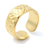 304 Stainless Steel Textured Open Cuff Ring for Women, Real 14K Gold Plated, Inner Diameter: 17mm(RJEW-I098-26G)
