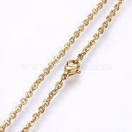 304 Stainless Steel Cable Chains Necklaces, with Lobster Claw Clasps, Golden, 17.7 inch(45cm), 1.5mm(X-NJEW-F226-04G-04)