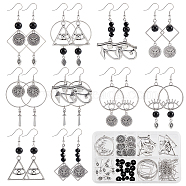 DIY Eye of Ra/Re Dangle Earring Making Kits, Including Geometry Alloy Pendants, Brass Earring Hooks & Links, Glass Beads, Antique Silver, 134Pcs/box(DIY-SC0019-68)