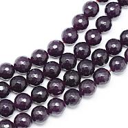 Natural White Jade Bead Strands, Dyed, Faceted, Round, Purple, 6mm, Hole: 1mm, about 60pcs/strand, 14.06~14.45 inch(35.7~36.7cm)(G-R346-6mm-20)