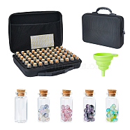 60Pcs Glass Bead Containers Set, Wishing Bottle, with Cork Stopper and Funnel, Paper Stickers, Black, Bottle: 2.2x5.7cm(AJEW-WH0248-529B)