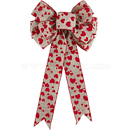 Heart Pattern Polyester Bowknots, with Iron Twist Wire, for Valentine's Day, Tan, 505x275x41mm(DIY-WH0308-381C)