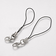 Cord Loop, with Alloy Lobster Claw Clasps, Iron Ring and Nylon Cord, Platinum, 70x0.8mm(MOBA-G064-P)