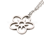 Stainless Steel Pendants Necklaces, Flower, 10.83 inch(27.5cm), Pendant: 15.5x16mm(NJEW-K267-01A-P)