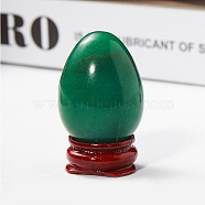 Easter Raw Natural Aventurine Egg Display Decorations, Wood Base Reiki Stones Statues for Home Office Decorations, 40x25mm(PW-WG89517-01)