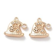 Micro Pave Cubic Zirconia Pendants, Hat Charms, Real 18K Gold Plated, 13x13.5x4.5mm, Hole: 1.5mm(KK-M102-12G)