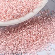 MIYUKI Round Rocailles Beads, Japanese Seed Beads, (RR203) Pink Lined Crystal, 15/0, 1.5mm, Hole: 0.7mm, about 5555pcs/bottle, 10g/bottle(SEED-JP0010-RR0203)