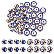 60Pcs 2 Style Alloy Enamel Beads, Evil Eye, Flat Round & Column, Light Gold, 5.5~10x6~10x5~6mm, Hole: 1.2~1.4mm, 30pcs/style(ENAM-NB0001-84)