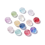 Transparent Spray Painted Glass Beads, Flat Round, Mixed Color, 13.5x8.5mm, Hole: 1.2mm(GLAA-E038-02)