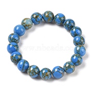 Synthetic Turquoise(Dyed) Round Beaded Stretch Bracelets, Blue, Inner Diameter: 2 inch(5cm), 10mm(G-U005-01C-06)