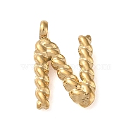 316 Surgical Stainless Steel Pendants & Charms, Golden, Letter N, 13.5x8.5x2mm, Hole: 2mm(STAS-D031-01N)