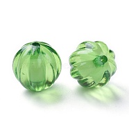 Transparent Acrylic Beads, Bead in Bead, Round, Pumpkin, Lime Green, 20mm, Hole: 3mm, about 180pcs/500g(TACR-S089-20mm-23)