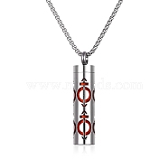 Titanium Steel Perfume Bottle Necklaces, Column with Aromatherapy Cotton Sheet Inside Necklace, Ring, 25.59 inch(65cm)(PW-WG16277-01)