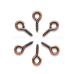 Iron Screw Eye Pin Peg Bails, For Half Drilled Beads, Red Copper, 8x4x1mm, Hole: 2mm(IFIN-E561Y-R)