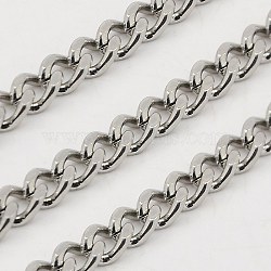 304 Stainless Steel Twisted Chains, Unwelded, Faceted, Stainless Steel Color, 5x3.5x1.6mm(CHS-K001-20A)