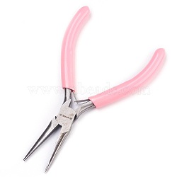 45# Carbon Steel Jewelry Pliers, Long Chain Nose Pliers, Polishing, Pink, 12.6x7.9x0.9cm(PT-L007-06)