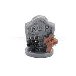 Halloween Theme Plastic Figurine Display Decorations, Miniature Ornaments, for Home Decoration, Tombstone, 29x22mm(WG93646-09)