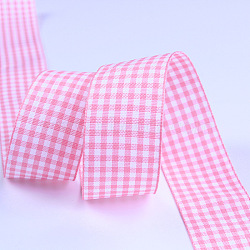 Polyester Ribbon, Tartan Ribbon, for Gift Wrapping, Floral Bows Crafts Decoration, Pearl Pink, 1-1/2 inch(38mm)(X-OCOR-TAC0008-27B-01)