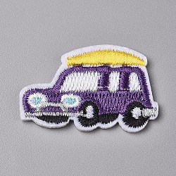 Computerized Embroidery Cloth Iron on/Sew on Patches, Costume Accessories, Appliques, for Backpacks, Clothes, Taxi, Purple, 23.5x35.5x1.5mm(X-DIY-F043-27)