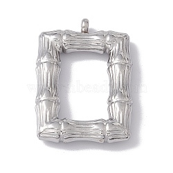 304 Stainless Steel Pendants, Rectangle Bamboo Joint Charms, Stainless Steel Color, 24.5x16.5x3.5mm, Hole: 1.6mm(STAS-G279-05P)