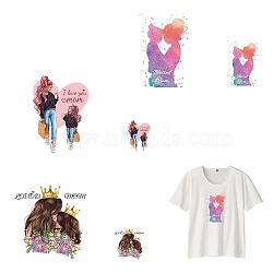PET Heat Transfer Film Logo Stickers Set, for DIY T-Shirt, Bags, Hats, Jackets, Mother & Daughter, for Mother's Day, Human Pattern, 99~247x67~227mm, 6pcs/set(DIY-WH0230-063)