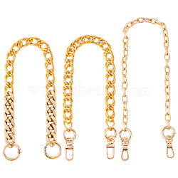 3Pcs 3 Style Chain Bag Handles, Wallet Chains, with Zinc Alloy Clasps, for Bag Straps Replacement Accessories, Golden, 40~45.7cm, 1pc/style(AJEW-FH0002-66)