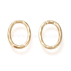 Brass Linking Ring, Long-Lasting Plated, Textured, Oval, Real 18K Gold Plated, 15.5x11x1.4mm, Inner Diameter: 12.3x6.6mm(KK-L006-010G)