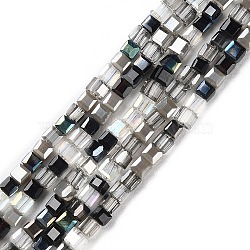 Electroplate Glass Beads Strands, Square, Black, 2.5x2.5x2.5mm, Hole: 0.7mm, about 180~182pcs/strand, 16.93''~17.13''(43~43.5cm)(GLAA-P056-02A)