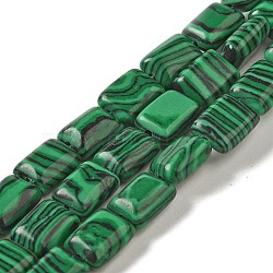 Synthetic Malachite Beads Strands, Rectangle, 8~9x6.5~7x4mm, Hole: 0.8mm, about 45pcs/strand, 15.16 inch(38.5cm)(G-G085-A07-01)