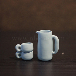 Miniature Teapot & Cup Set Ornaments, Micro Landscape Garden Dollhouse Accessories, Simulation Prop Decorations, Azure, 8~9x12~14x6~19mm, 3pcs/set(MIMO-PW0002-12A-02)