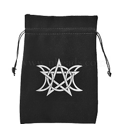 Velvet Tarot Cards Storage Bags, Tarot Desk Storage Holder, Black, Star Pattern, 18x13cm(ZODI-PW0002-01J-01)