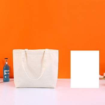 Cotton Cloth Blank Canvas Bag, Horizontal Tote Bag for DIY Craft, Snow, 30x40cm